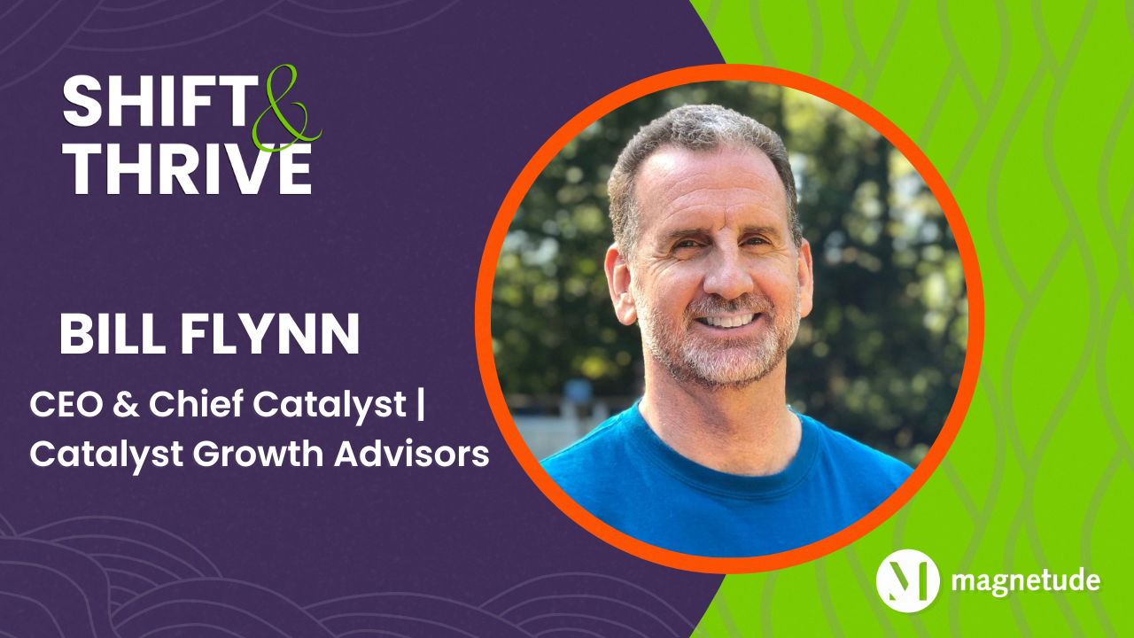 Shift and Thrive podcast promo image with Bill Flynn headshot
