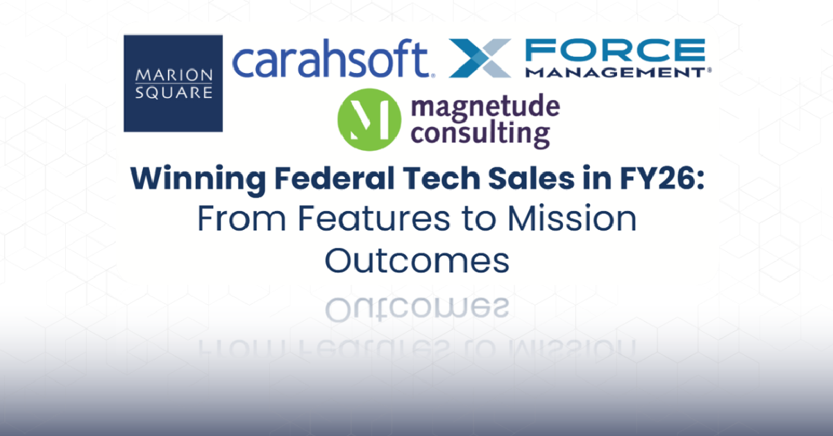 Carahsoft Webinar title slide with Magnetude logo