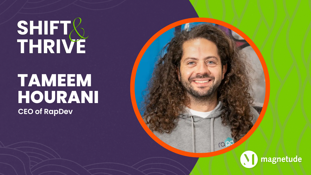 Shift and Thrive podcast promo image with Tameem Hourani headshot
