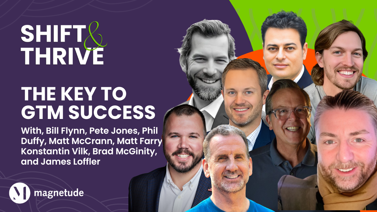 Shift and Thrive podcast promo image with guest headshots