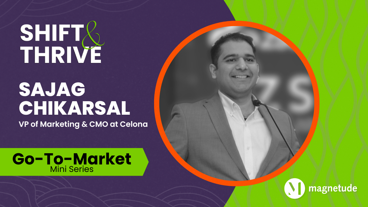 Shift and Thrive podcast promo image with Sajag Chikarsal headshot